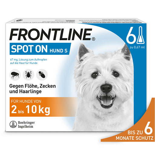 FRONTLINE SPOT-ON gegen Zecken, Fl&ouml;he und Haarlinge f&uuml;r Hunde S (2-10 kg)