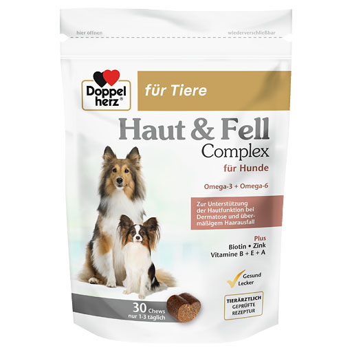 DOPPELHERZ f&uuml;r Tiere Haut&Fell Compl.Chews f.Hunde