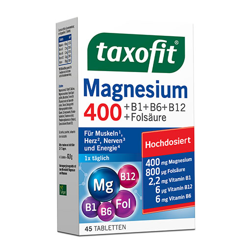TAXOFIT Magnesium 400+B1+B6+B12+Fols&auml;ure Tabletten